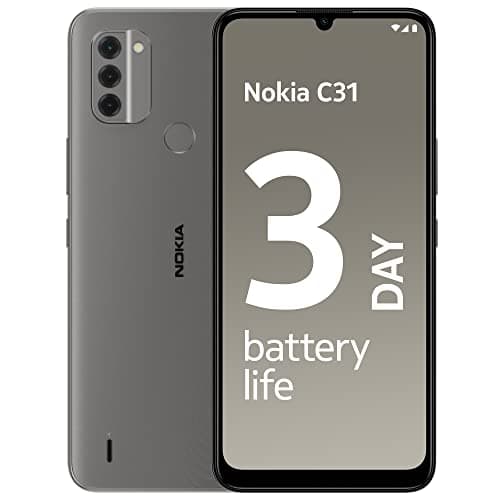 (Renewed) Nokia C31, 6.74” HD+ Display, 13+2+2 MP Rear & 5MP Front Google Camera, 3-Day Battery Life, Android 12 | Charcoal, 4+64GB