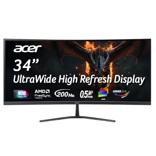 Acer Nitro ED340CUR X0 34 Inch UWQHD Curved Gaming Monitor | 3440x1440 VA Panel | 200Hz (DP) | 1ms VRB | AMD FreeSync Premium | HDR10 | 1500R | 2x HDM...