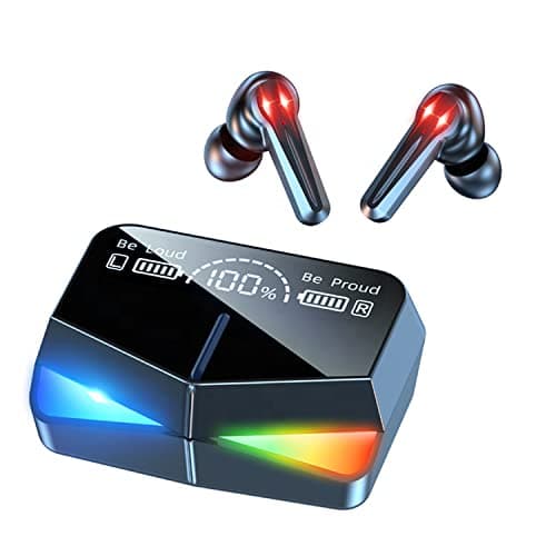 MOOZMOB TWS M28 Gaming Earbuds RGB 180H Playtime, Noise Cancelling Low Latency Gaming TWS Wireless Headphones for Gaming for All Mobile Tablet Laptop and Desktop (Black, 1 Set)