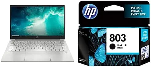 HP Pavilion 14, AMD Ryzen 5-5625U 8GB RAM/512GB SSD 14inches/35.6 cm FHD & 803 Small Ink Cartridge (Black)