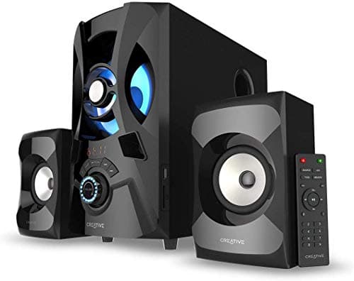 CREATIVE SBS E2900, 2.1 Channel 120W Peak, Powerful Bluetooth 5.0 Speaker System with Backlit LED Subwoofer for TV, Computers, Laptops, FM, USB, SD Ca