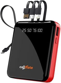 Callmate 10000mAh Power Bank,15W Fast Charging| Buit-in 3-in-1 Cables | 4 Output Ports and 2 Input | Digital Display | LED...