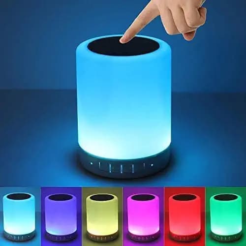 SPEAR Global Night Light LED Touch Portable Bluetooth Speaker, Wireless HiFi Speaker with Smart Colour Changing Touch Control, USB Rechargeable Bedside Table Lamp/TF Card/AUX Support for All Devices
