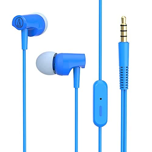 Audio-Technica CLR100IS BL Sonic Fuel Wired in-Ear Earphone with Microphone, 8.5mm Powerful Drivers, Sound Isolation and in-line Controls (Blue)
