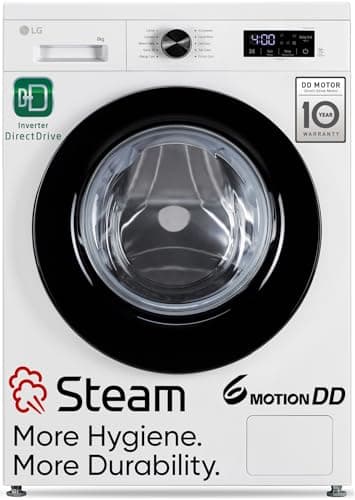 LG 8 Kg 5 Star Steam, Inverter Direct Drive Technology, 6 Motion DD, Fully-Automatic Front Load Washing Machine (FHB1208Z2W, Dial + Full Touch Buttons...