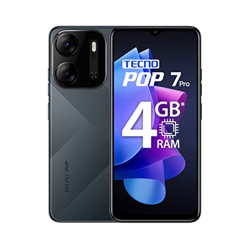 Tecno POP 7 Pro (Endless Black, 2GB RAM,64GB Storage) | Type C Port | 12MP Dual Camera | Up to 4GB RAM with Memory Fusion