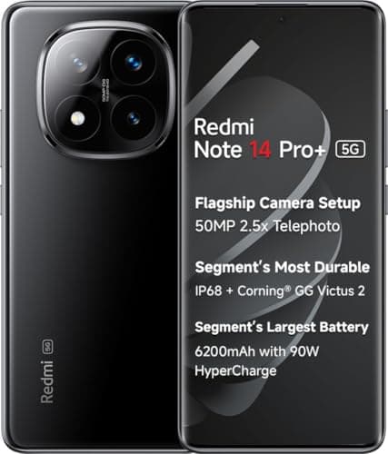 Redmi Note 14 Pro+ 5G AI Smartphone (Titan Black, 12GB RAM + 512GB Storage) | Snapdragon 7s Gen 3 Processor | AMOLED Display | Dual Nano-SIM | 6200mAh...