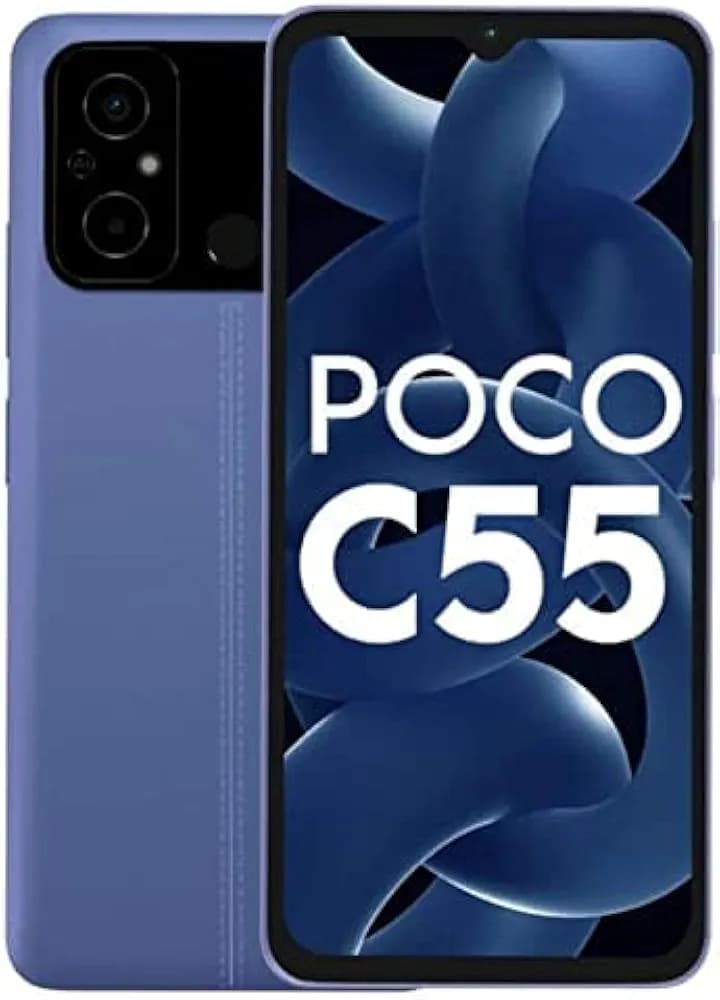 Poco C55 6.71 inches (17.04 cm) 268 PPI, IPS LCD, 50 MP + 2 MP Dual Primary CamerasLED Flash5 MP Front Camera,5000 mAhMicro-USB PortNon-Removable (128, Cool Blue, 6 GB)