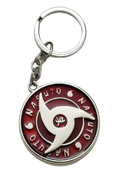 Techpro Naruto Anime Red Uchiha Sharingan Design Revolving Logo Keychain (Naruto Rubber 001)