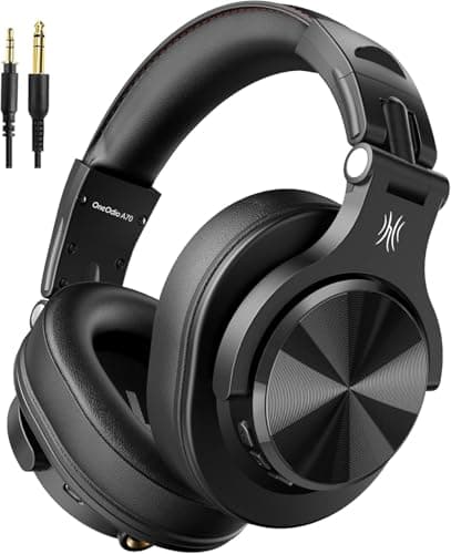 OneOdio A70 Bluetooth Over Ear Headphones, Wireless Headphones w/ 72H Playtime, Hi-Res, 3.5mm/6.35mm Wired Audio Jack for Studio Monitor & Mixing DJ E...