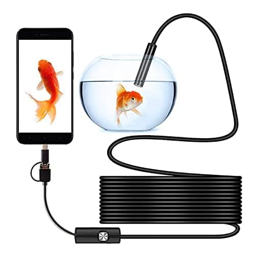 AIGO DGTL 7mm Lens Size, 5 Meters Wire Mini Endoscope Camera for Android USB Borescopes Waterproof Led Lighting Inspection Camera with Free C-Type Con...