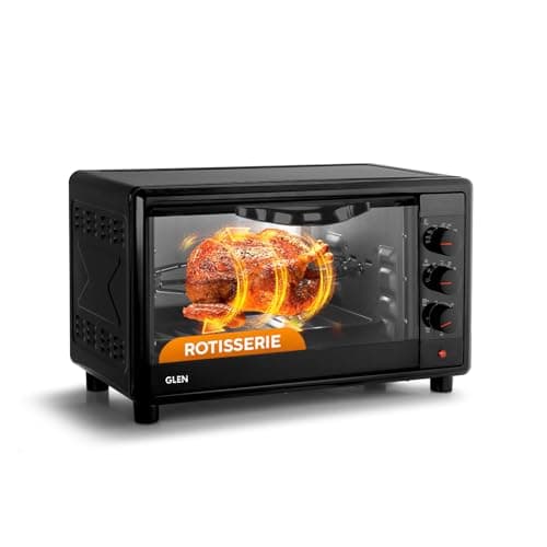 Glen Oven Toaster Griller, 25 Litre, 1700W OTG for Kitchen, 6 Heating Modes, Motorized Rotisserie, Convection Fan, Timer - Black (SA5025R)