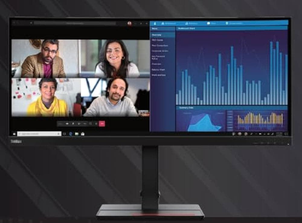 Lenovo ThinkVision 34"/86.7cm Curved Ultrawide QHD 3440x1440 Resolution | IPS | Height Adjustment | USB 3.2 Type-C | USB hub | Ethernet | Daisychain S...