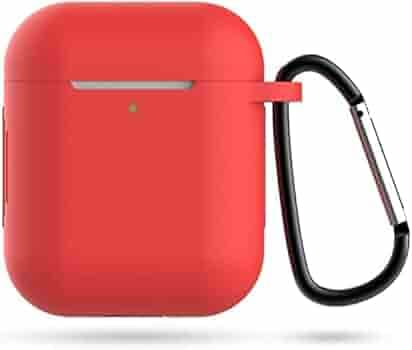 KHR® Pouch Compatible with Boult Audio AirBass XPods Protective Soft Silicone 360° Full Protection Dust-Proof Shockproof Case Cover with Hook (Red)