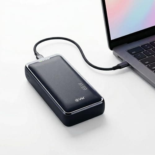 EVM 30000mAh Laptop Power Bank | 65W PD Fast Charging | USB C Type-C Input Output | Dual Output for Laptop & Mobile | Portable Travel Charger | 1 Year...
