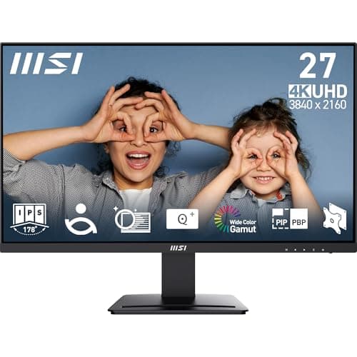 MSI PRO MP273U 27 Inch 4K UHD Office Monitor - 3840 x 2160 IPS Panel, PIP/PBP, Wide Color Gamut, Eye-Friendly Screen, Built-in Speakers, Tilt-Adjustab...
