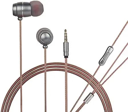 HITAGE Earphones MH-78 Headphones Earplugs Headset High Definition Sound Deep Extra Bass Wired Earphone with in-line Mic Wide Compatibility Tangle Free Cable (Silver)