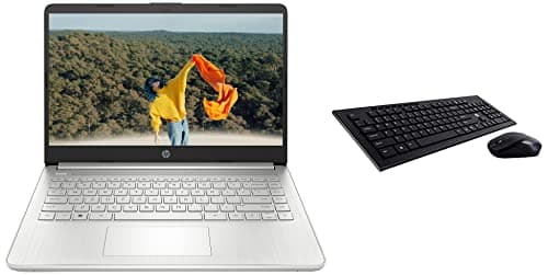 HP 14s, 11th Gen Intel Core i3-1115G4, 8GB RAM/256GB SSD Micro-Edge, Anti-Glare, FHD Laptop & USB Wireless Spill Resistance Keyboard and Mouse Combo with 10m Working Range 2.4G Wireless Technology