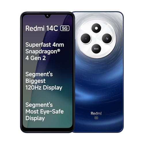 Redmi 14C 5G (Starlight Blue, 4GB RAM, 64GB Storage) | Superfast 4nm Snapdragon 4 Gen 2 | 120Hz 17.47cm (6.88) Display | 5160mAh Battery | 50MP Dual C...