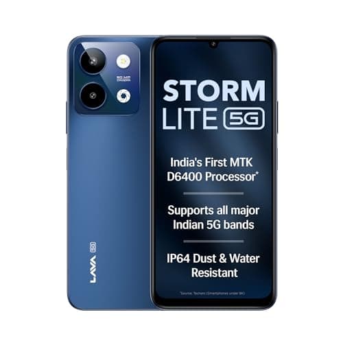Lava Storm Lite 5G (Astral Blue, 4+4*GB RAM, 64GB Storage) | India's First MTK Dimensity 6400 Processor | 50MP AI Camera | IP64 Rated | 120 Hz Display | 5000mAh Battery | Supports All 5G Bands