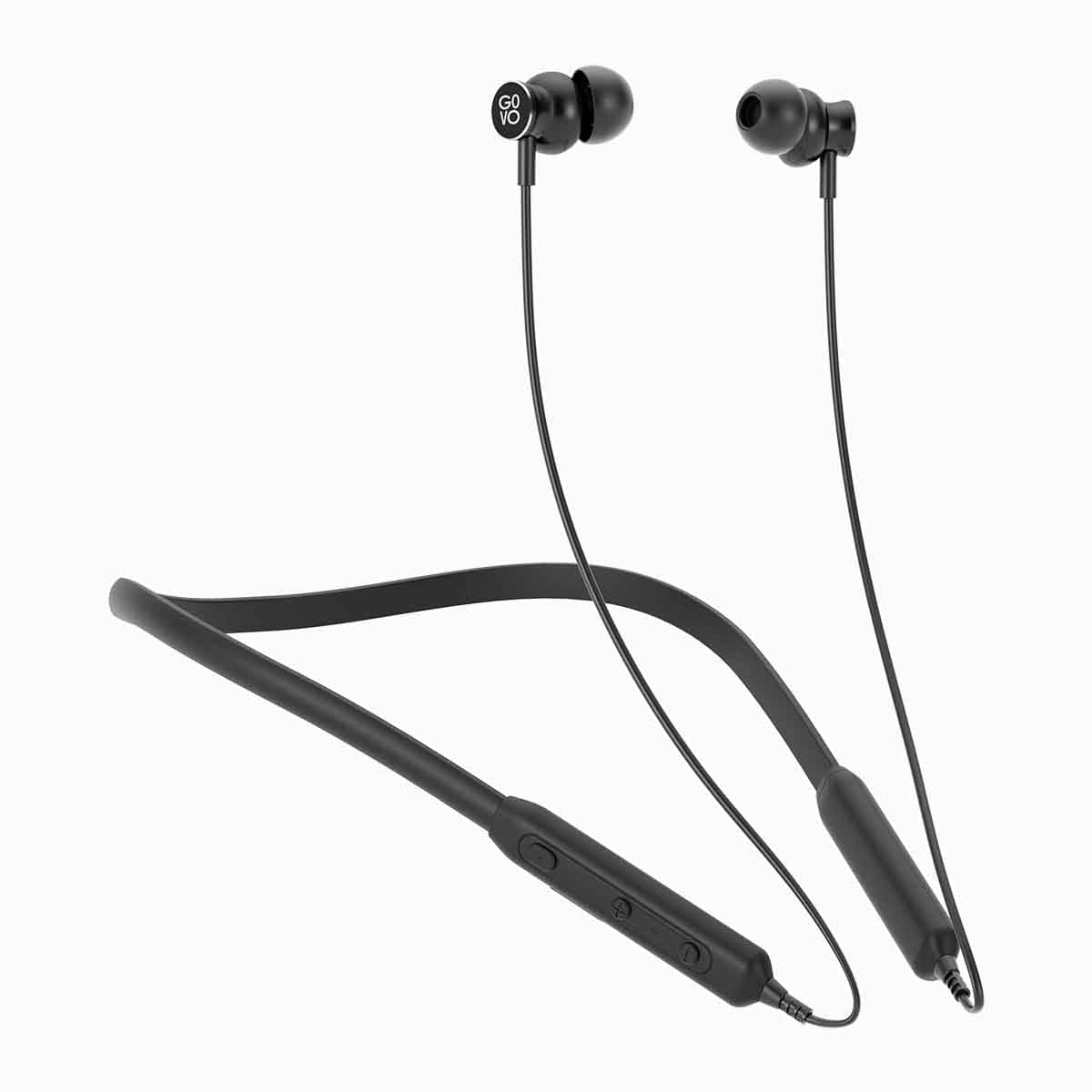 GOVO GOKIXX 410 in Ear Bluetooth Neckband with Upto 8 Hours Playback, 10mm Drivers, IPX5, Magnetic Eartips, Integrated Controls and Lightweight Design (Platinum Black)