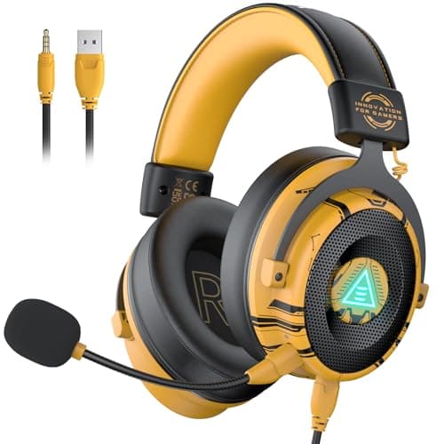 EKSA E900 Pro White Gaming Wired Over Ear Headphones with Virtual 7.1 Surround Sound, Noise Cancelling with Mic & Led, Compatible with PC, PS4, PS5, X...