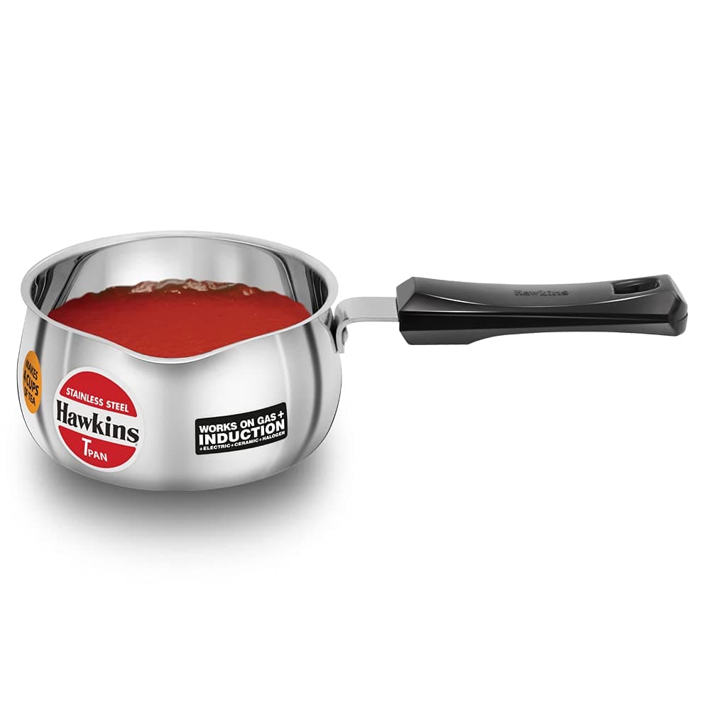 Hawkins Stainless Steel Induction Compatible Tpan (Saucepan), Capacity 1 Litre, Thickness 4.7 mm, Silver (SST10)