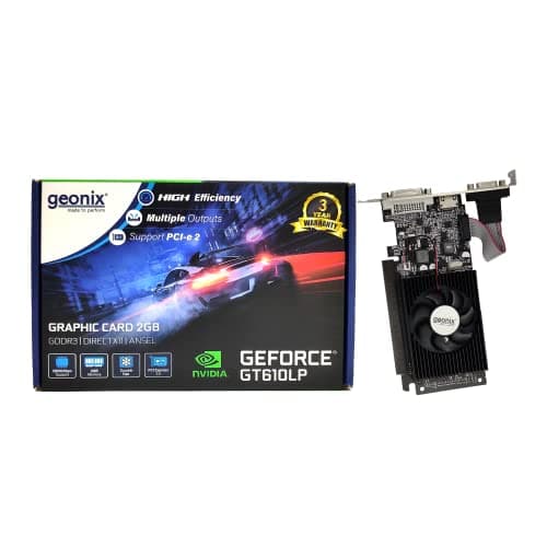 GEONIX GEFORCE GT 610LP 2GB DDR3 64bit Dual Slot, High Efficiency, Multiple Outputs, Support PCI-e2 Profile Graphics Cards-GT610LP