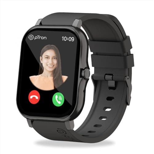 Newly Launched pTron Force X10 Bluetooth Calling Smartwatch with 1.7" Full Touch Display, Real Heart Rate Monitor, SpO2, Watch Faces, 5 Days Runtime, Health/Fitness Trackers & IP68 Waterproof (Black)