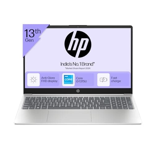 HP Laptop 15, 13th Gen Intel Core i3-1315U,15.6inch(39.6cm) FHD Anti-Glare Laptop/8GB RAM/512GB SSD/Intel UHD Graphics/Win 11/MSO 21/Num Keypad/Alexa/Diamond White/1.6 Kg 15-fd0019TU