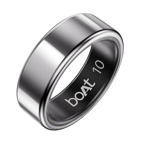 boAt New Launch SmartRing Active Plus, Auto Heart Rate, Sleep, SpO2, Stress & Skin Temperature Monitor, Stainless-Steel Build, Lightweight, 30-Days Ba...