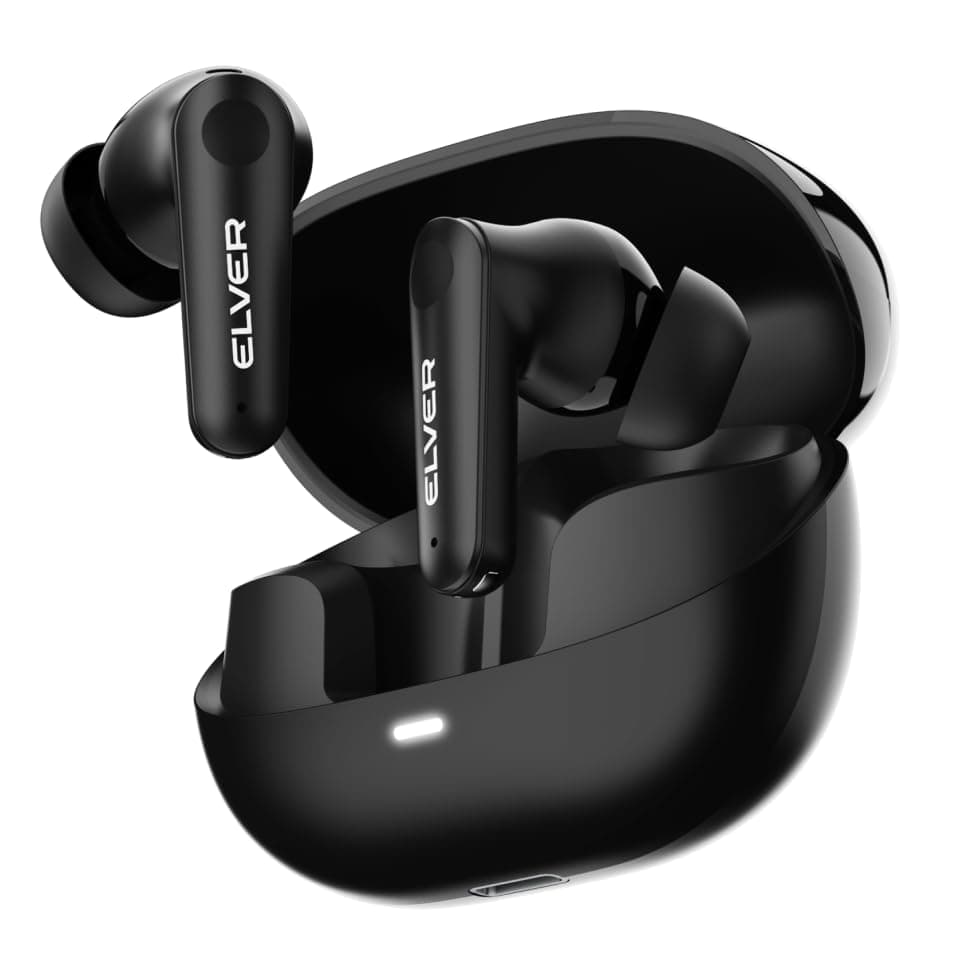 Elver Buds Pro True Wireless Earbuds with Dual ANC+ENC, 13mm Dynamic Drivers with Up to 41dB, 4 mics, Upto 50HRS Playback, Intuitive Touch Controls, BT v5.4 & Type-C Fast Charging (Black)