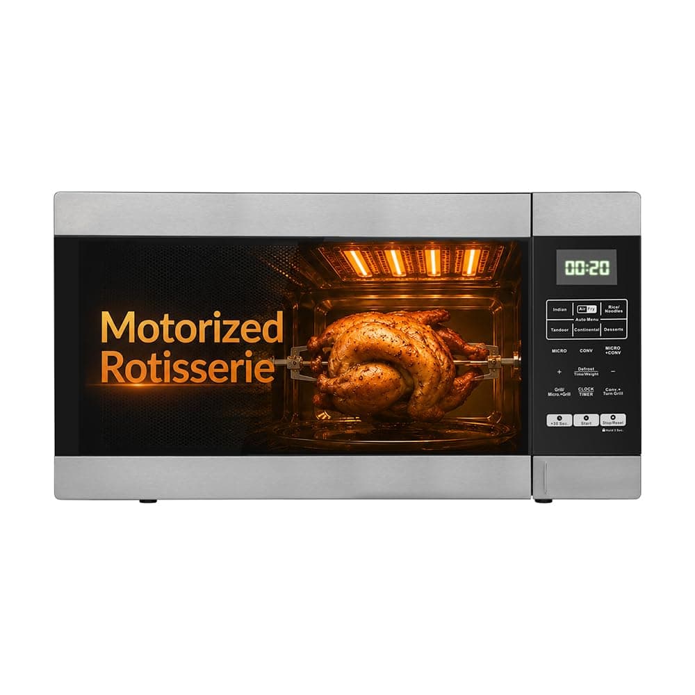 Haier 30L Convection Microwave Oven (HIL3001ARSB, Black) with In-Built Air Fryer | Motorized Rotisserie | 5 In1 Microwave oven