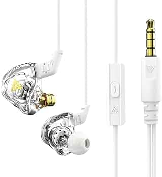 QKZ AK6 DMX IEM Earphone with Mic, 10MM HiFi Large Moving Coil High Low Frequency Graphene Diaphragm Wide Frequency Noise Isolation Earphone (with Mic...