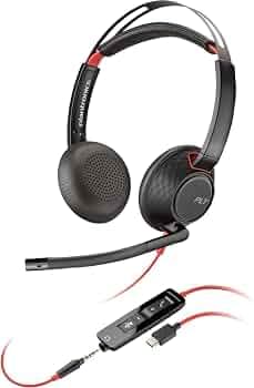Plantronics Poly Blackwire 5220 Stereo USB-C Headset +3.5mm Plug +USB-C/A Adapter