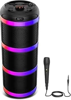 pTron Newly Launched Fusion Theatre 60W Karaoke Bluetooth Party Speaker, Captivating Stereo Sound, Vivid RGB Lights, 3mtr Karaoke Mic, 5 Equalisers, B...