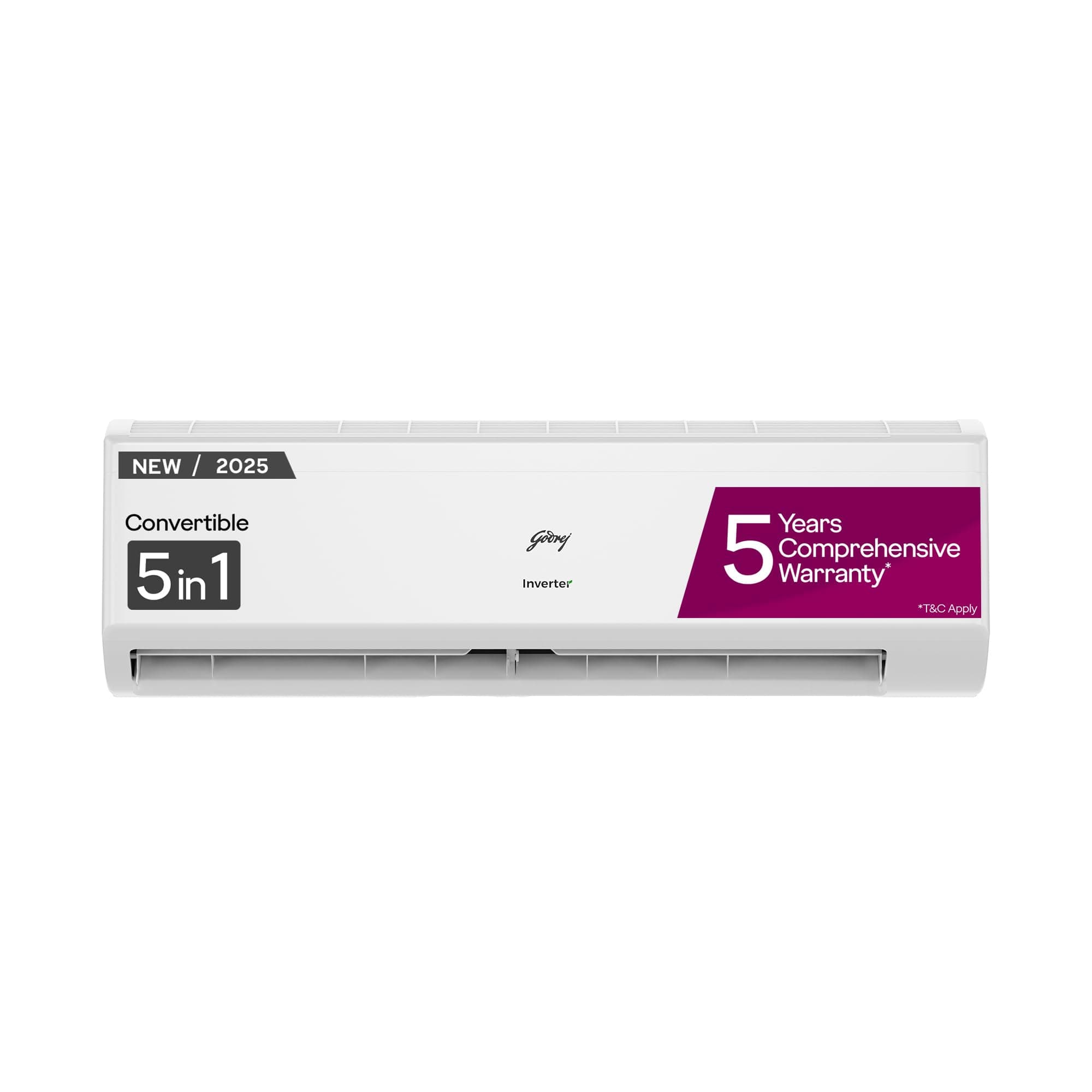 Godrej 2 Ton 3 Star, 5 Years Comprehensive Warranty, 5-In-1 Convertible Cooling, Inverter Split AC (Copper, I-Sense Technology, AC 2T EI 24I3T WZR, Wh...