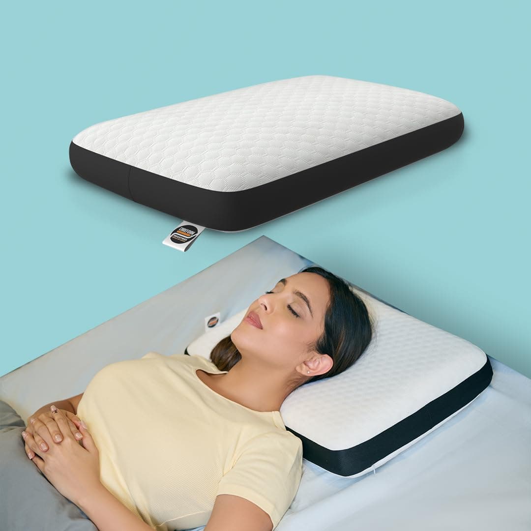 CareFoam Orthopedic Memory Foam Pillow for Comfortable Sleep, Neck & Shoulder Pain Relief with Removable Zipper White Jacquard Cover 20x13x4 Inch Pack...