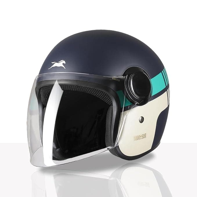 TVS Silk Route Helmet for Men & Women | Vintage Open Face Helmet with Clear Visor | ISI & DOT Certified | ABS Shell | EPS Liner | Retro Stylish for City & Highway Riding