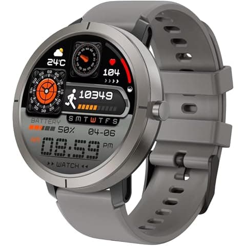 Shyenah DM76 GPS Sports Best Design Smartwatch 1.32" HD AMOLED (900 Nits) 5ATM Waterproof 170+ Sports Ultralight Metal Body Heart Rate,Blood Oxygen,Stress(HRV),Emotion ABC sensors (Silver/Light Grey)