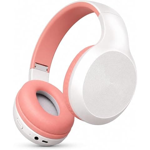 TEZON C-2237 Bluetooth 5.3 Over-Ear Wireless Headphone in Pink, Foldable with 40mm Driver, Built-in Mic, Type-C Charging & AUX Mode