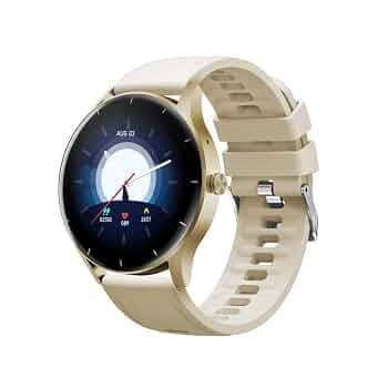 Tiqo Ridgelight Gold Smartwatch with 1.65" HD Screen, Music Control, BT Calling, HR and More