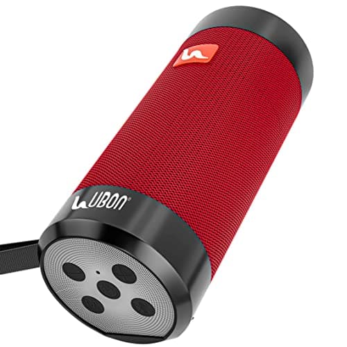 UBON Bluetooth Speaker Audio Bar Wireless Speaker with LED Torch, High Bass & Stereo Sound, Support USB & TF Card, FM Mode, Up to 4 Hours Playtime, Portable Speaker for Travel (GBT-22A-Red-R)