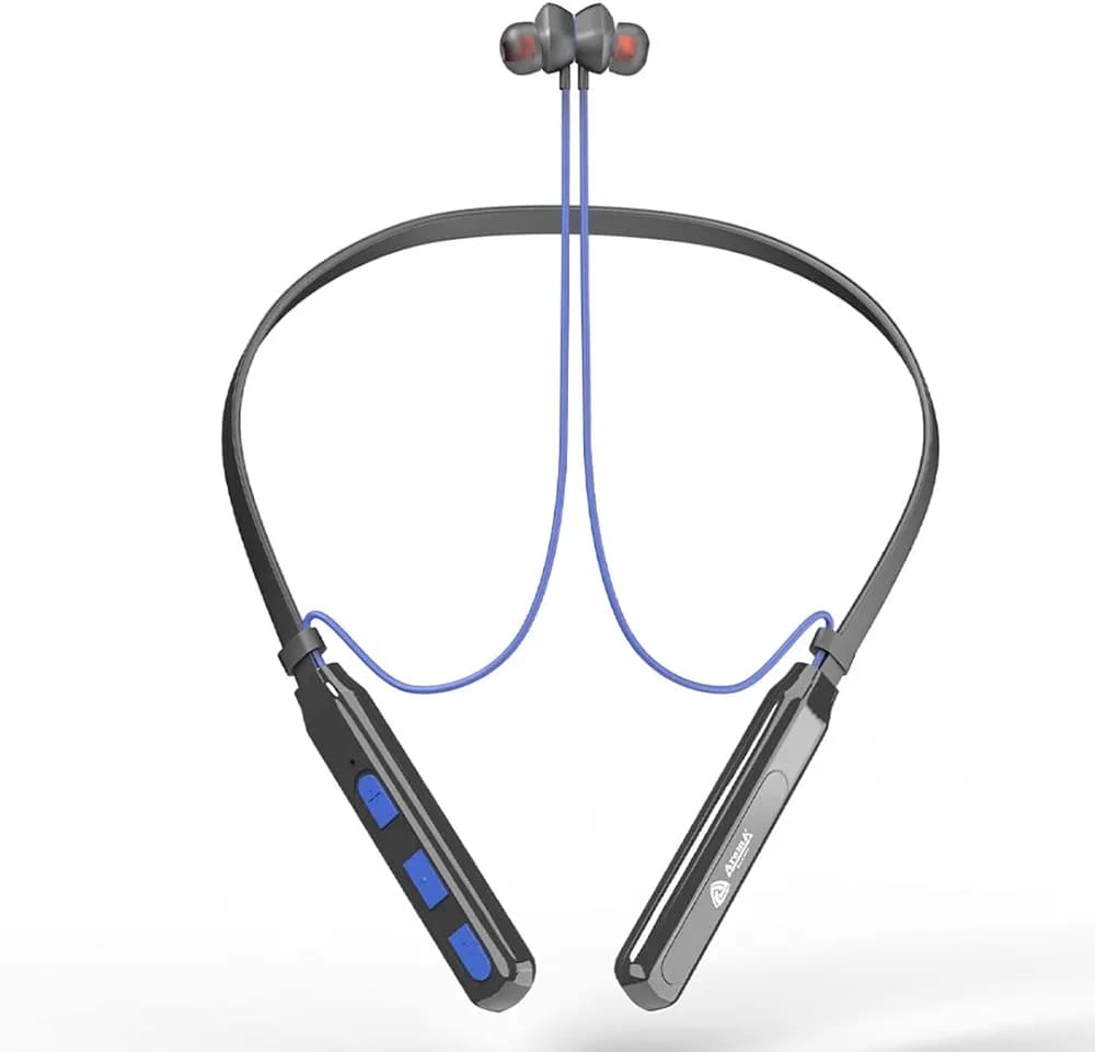 Aroma® NB119 Advance Pro Bluetooth Wireless In Ear Neckband with Long Lasting Playtime 48 Hrs, Smart Voice Assistant, Dual Pairing, Sweat & Splash Proof, Best for Gaming, Running, Workout (Blue)