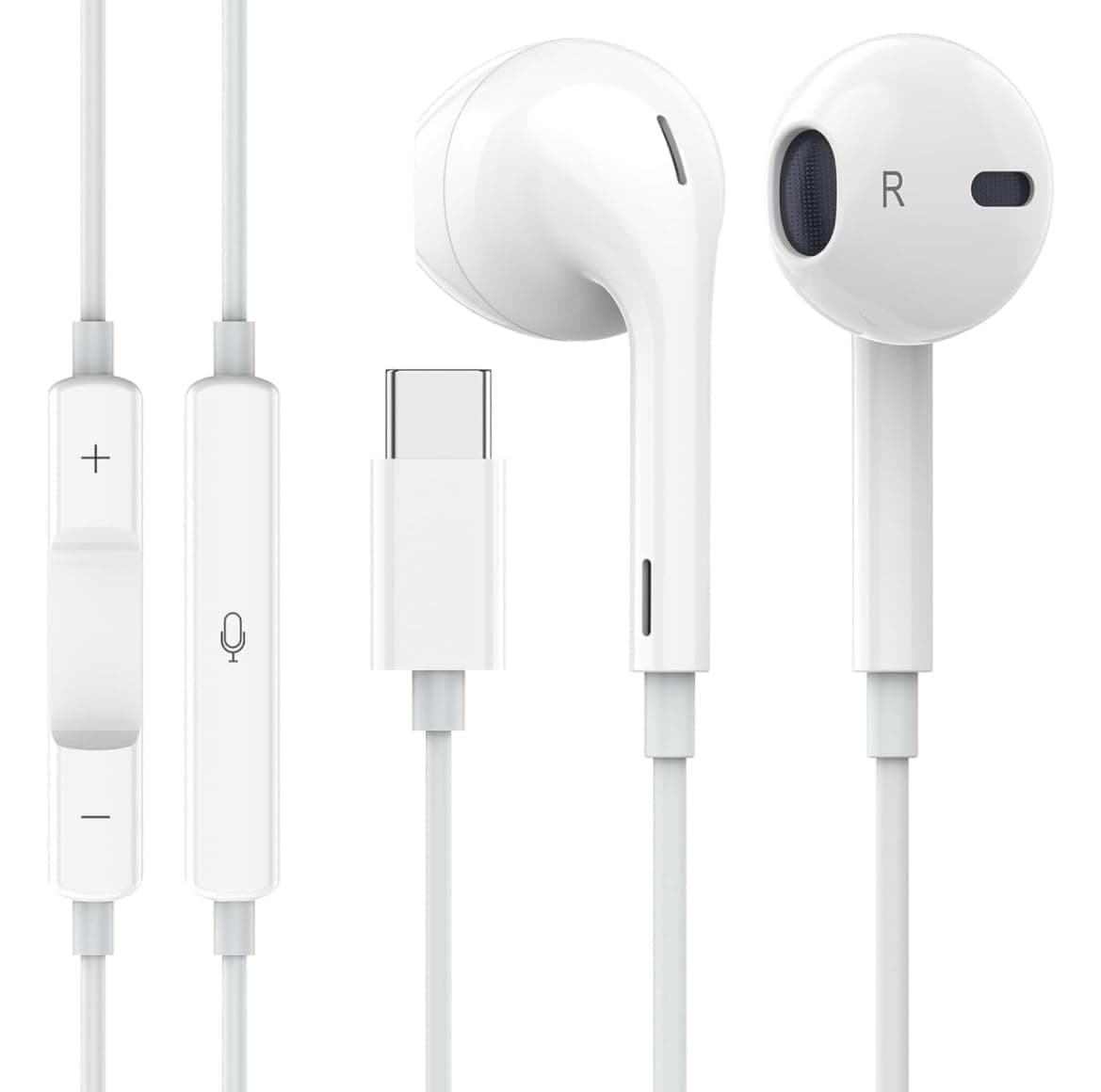 USB-C in-Ear Wired Headphones with Mic & Remote | Type-C Earbuds for iPhone 17/16/15, Samsung Galaxy & Pixel | Deep Bass Stereo Earphones, Noise Isola...