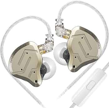 KZ ZSN PRO 2 HiFi IEM Earbud, Dynamic Driver and Balanced Armature Hybrid in-Ear Headphone,KZ Heavy Bass Music Wired Earphone (Golden, with Microphone...
