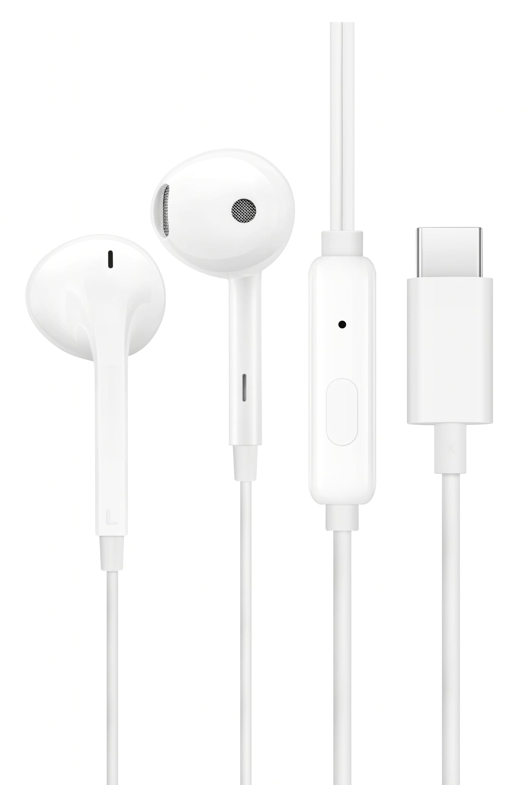 Oppo Type-C Half-in-Ear Wired Earbuds,14.2mm Dynamic Coil, with Multi-Function Remote-MH136 (White)