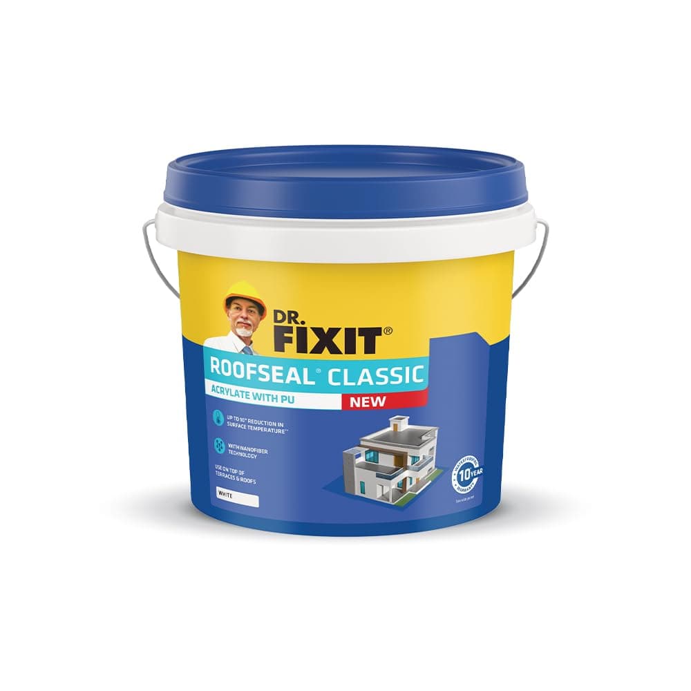 Dr. Fixit Roofseal Classic New, 10 Liter, Waterproofing Solution for Homes, Terraces, Roofs