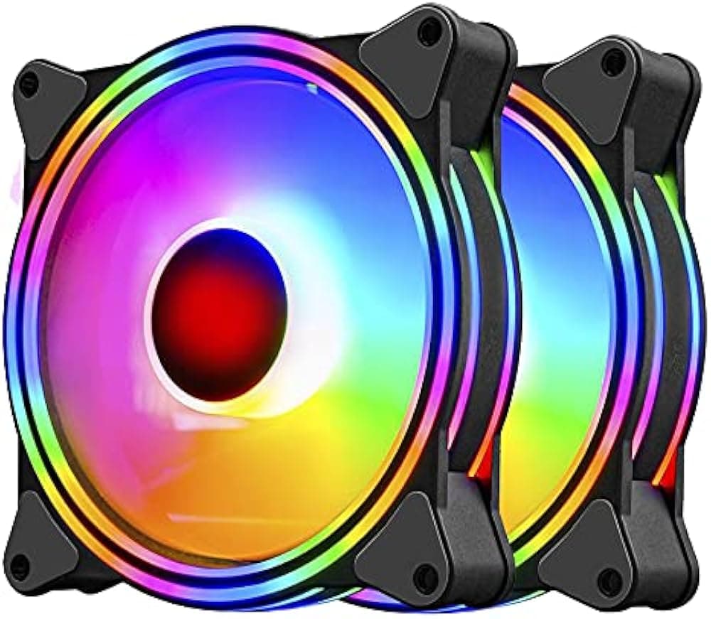 US1984 Superflow 120 Auto RGB Fans 120mm RGB Case Fans, RGB LED Fans, RGB Gaming PC Fans, 9 Blades Cooler Case Fan with Dual Sided RGB Ring Illumination Quiet Cooling Computer Fans (RGB Fan 2pcs)