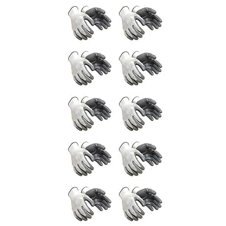 DMC Nylon Industrial & Home Safety Cut Resistant Hand Gloves (White & Grey) - 10 Pairs